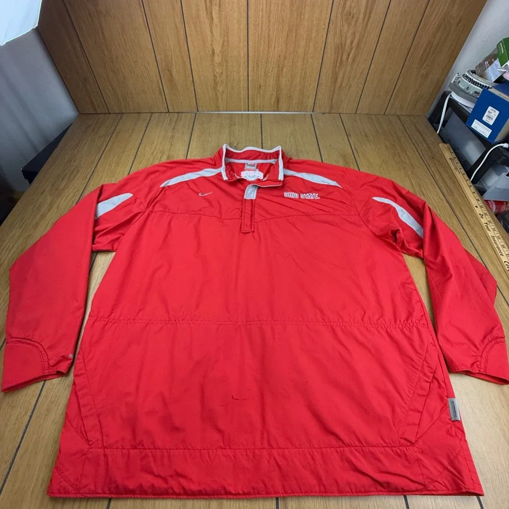 Nike Team Ohio State Buckeyes Pullover Windbreaker Red Grey XL Nike FIT STORM